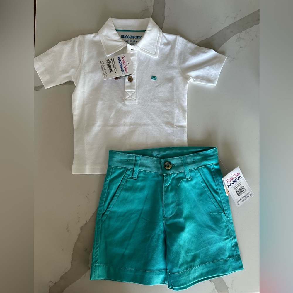 NWT Rugged Butts Polo & Chino Shorts Outfit Set